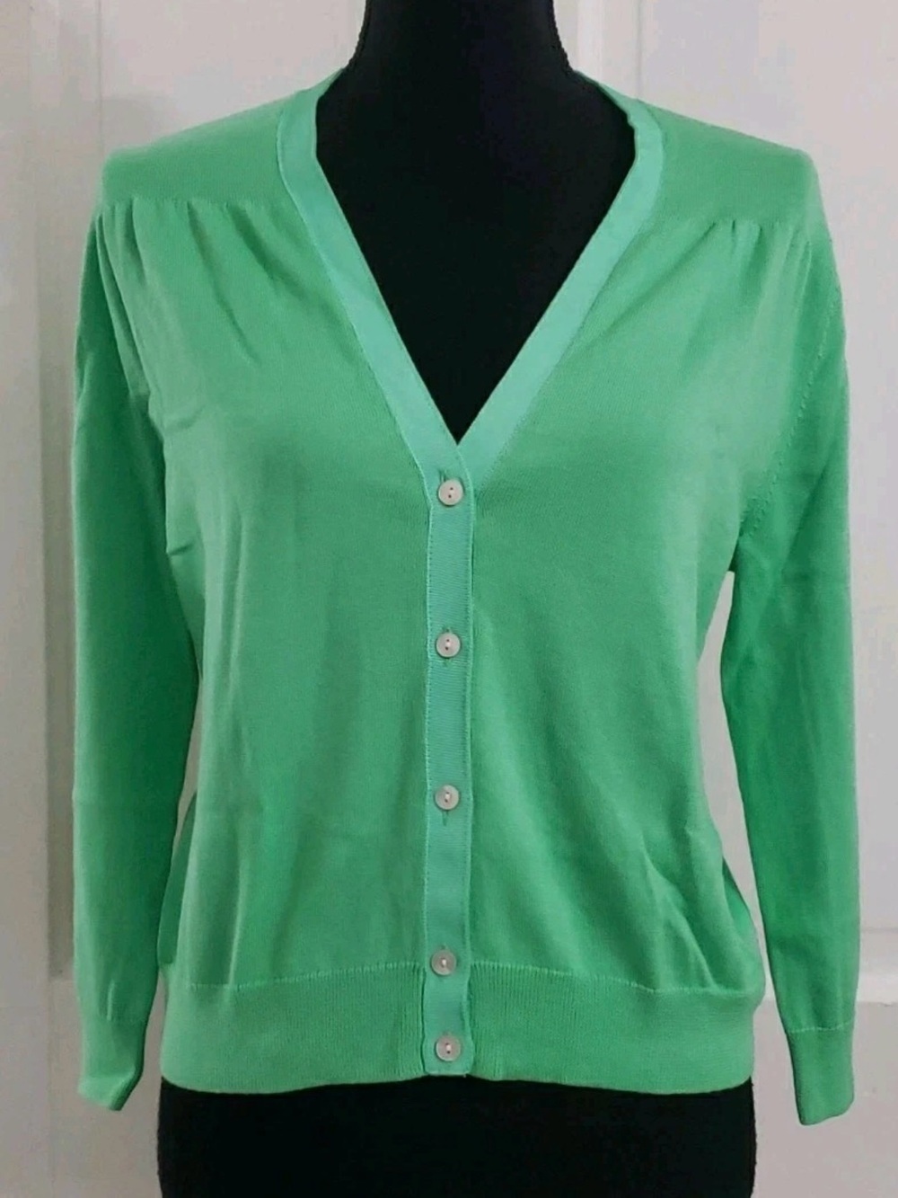 Lands' End Mint Green V-Neck Button Cardigan